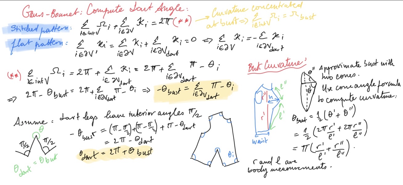 Calculating dart angles with Gauss-Bonnet theorem