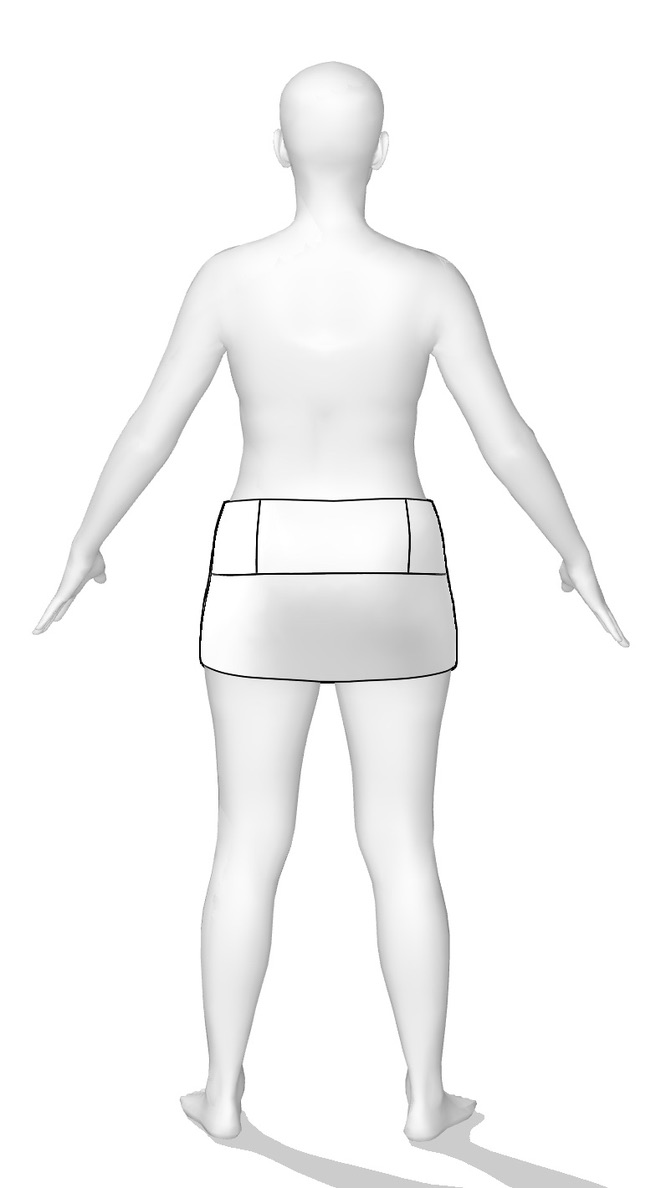 3D visualization of Celina's skirt from back view in CLO3D showing the pattern generated by LA VIPÈRE