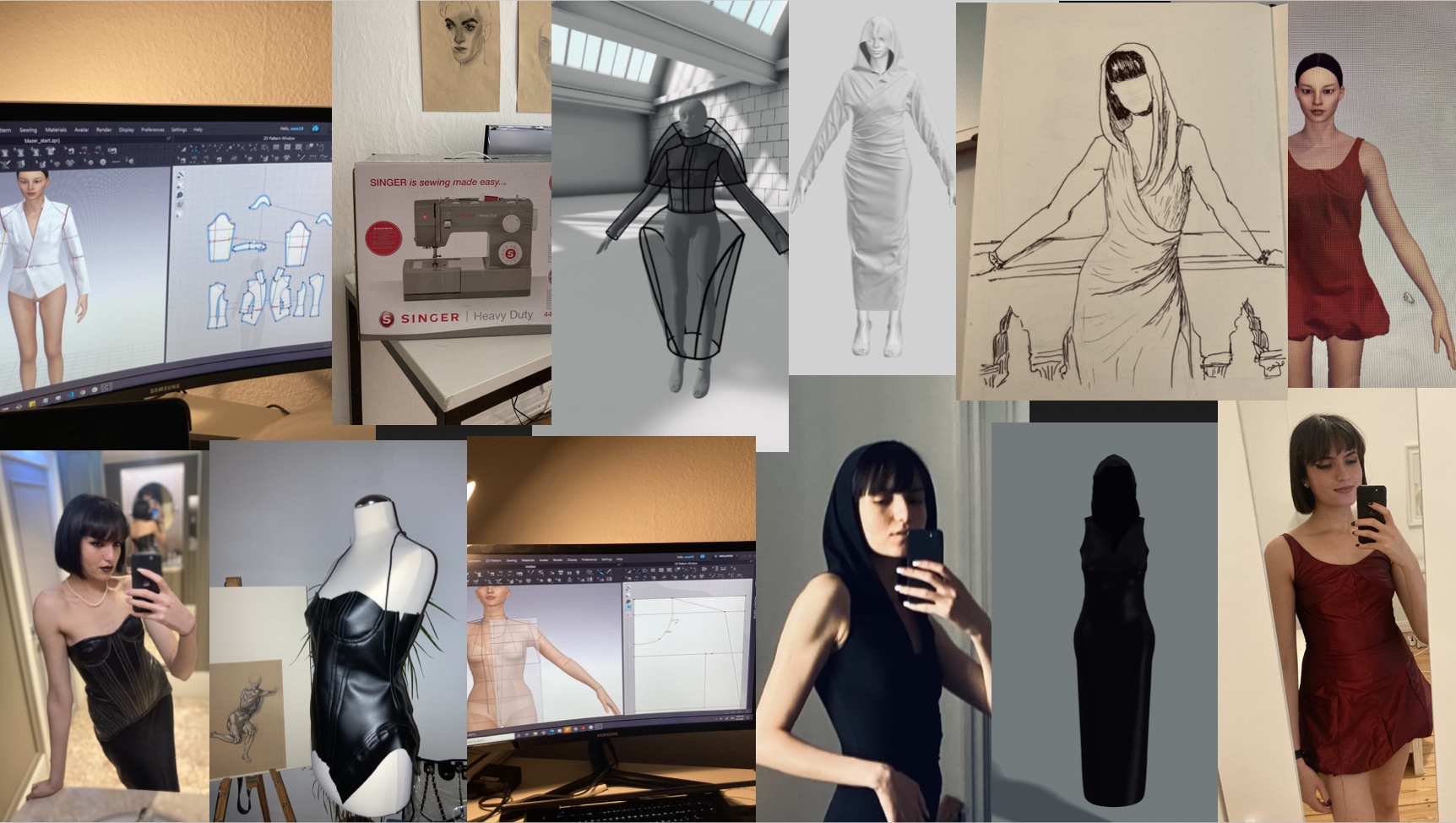 The fashion journey from sketches to 3D design to final garments
