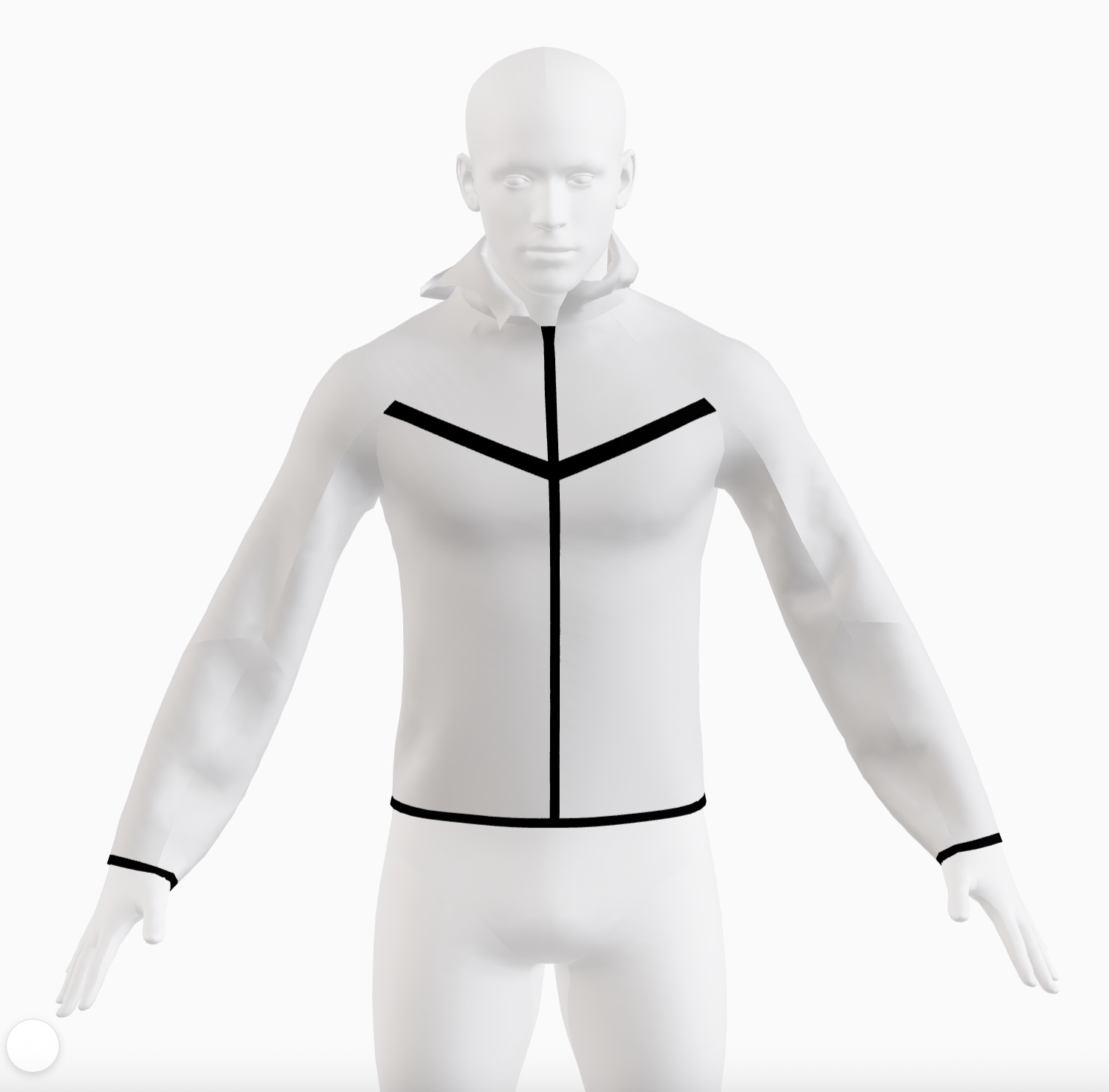 Rendered Nike Tech Fleece tracksuit jacket pattern visualization